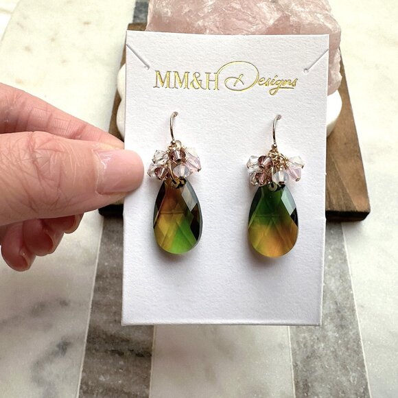 New Elegant Crystal Pear Drop Earrings | Handmade in BC - Picture 5 of 5